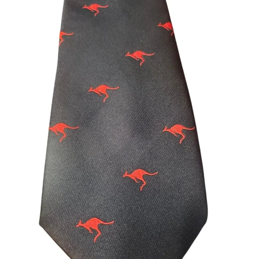 Two Australian themed ties koala kangaroo navy blue red brown animal necktie